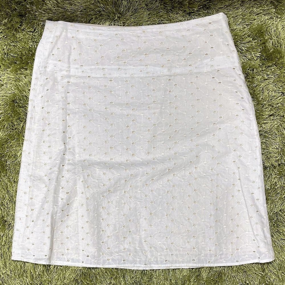 Vintage Sevier Skirts - White Eyelet Cotton A-Line Mini Skirt - Size L​